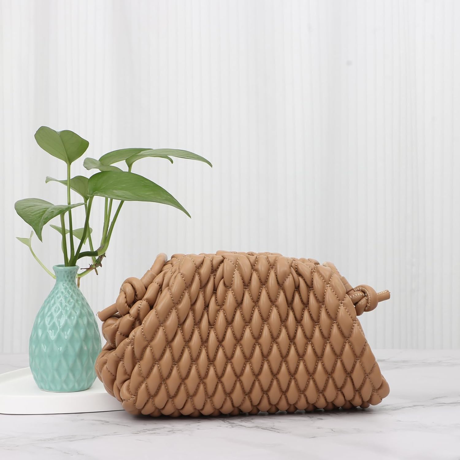 Fecialy Women's Dumpling Bag Cloud Clutch Purse Ruched Handbag Leather Hobo Bag Evening Crossbody Purse