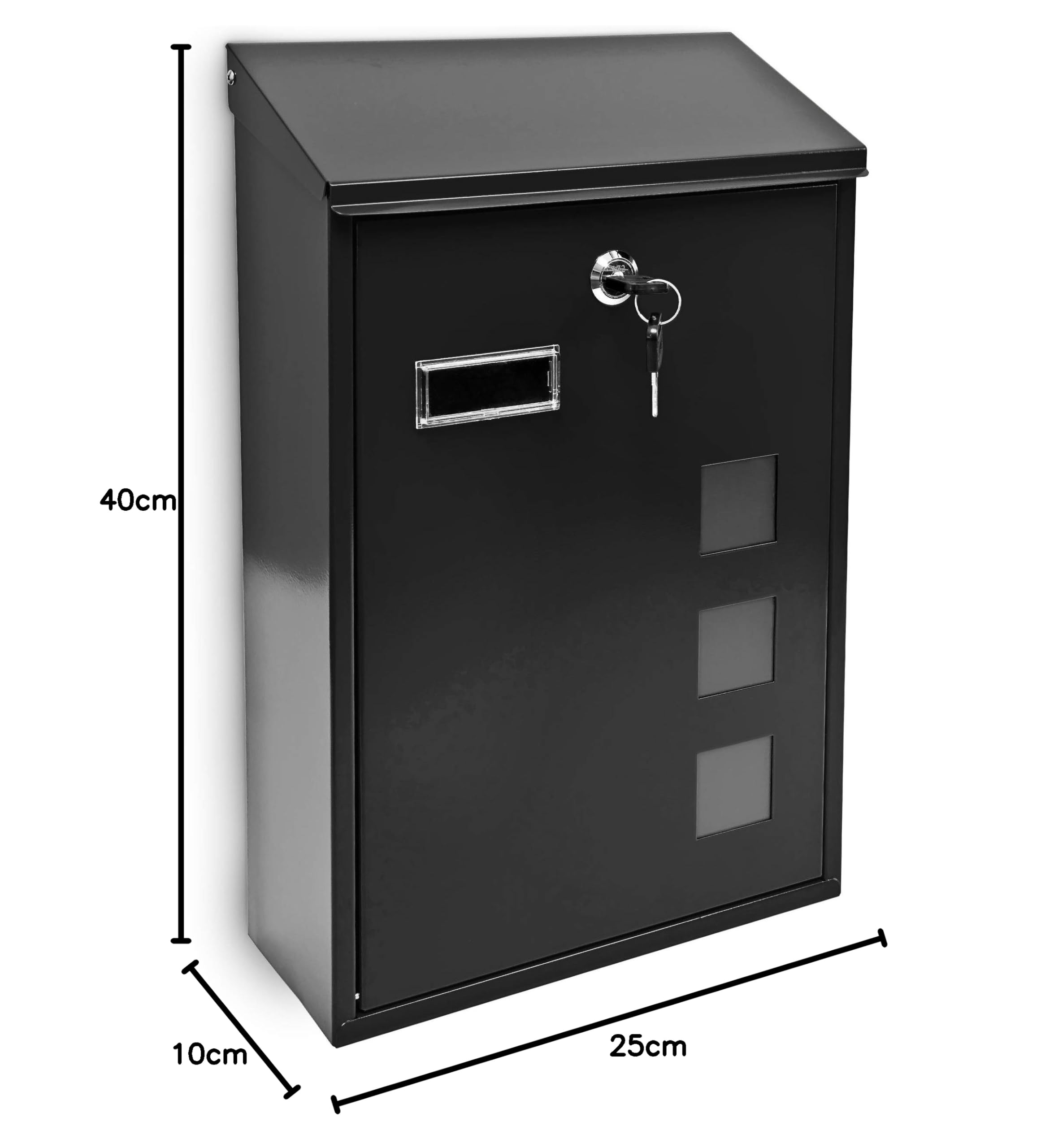 Design Briefkasten aus Metall 25x40 cm Schwarz
