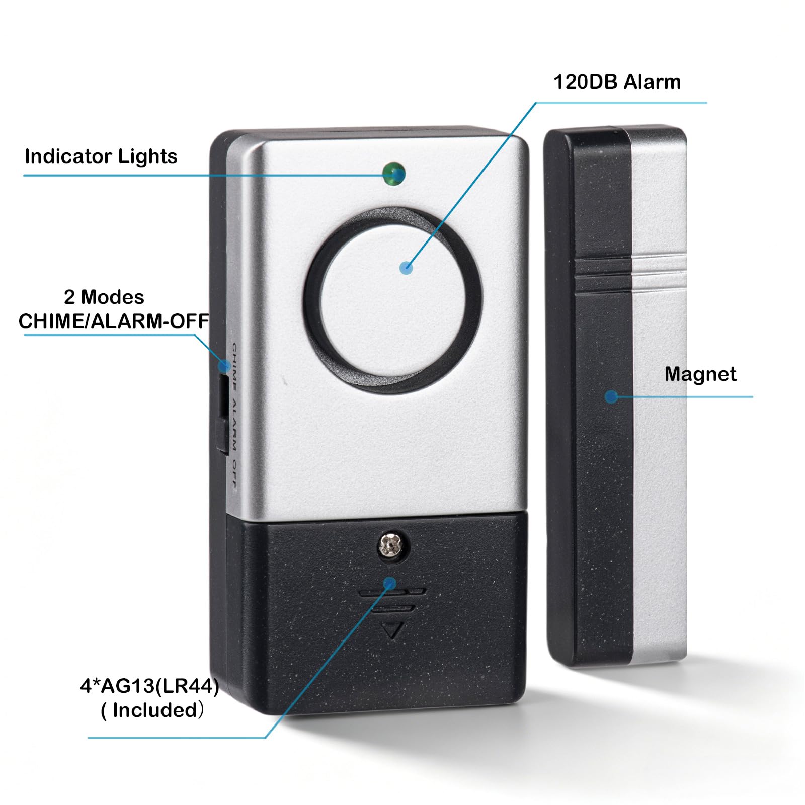 Sensor de alarma de apertura de puerta y ventana de 120 dB, paquete de 7 unidades para niños, seguridad de pacientes con demencia, alarma magnética para puerta de piscina para seguridad de niños