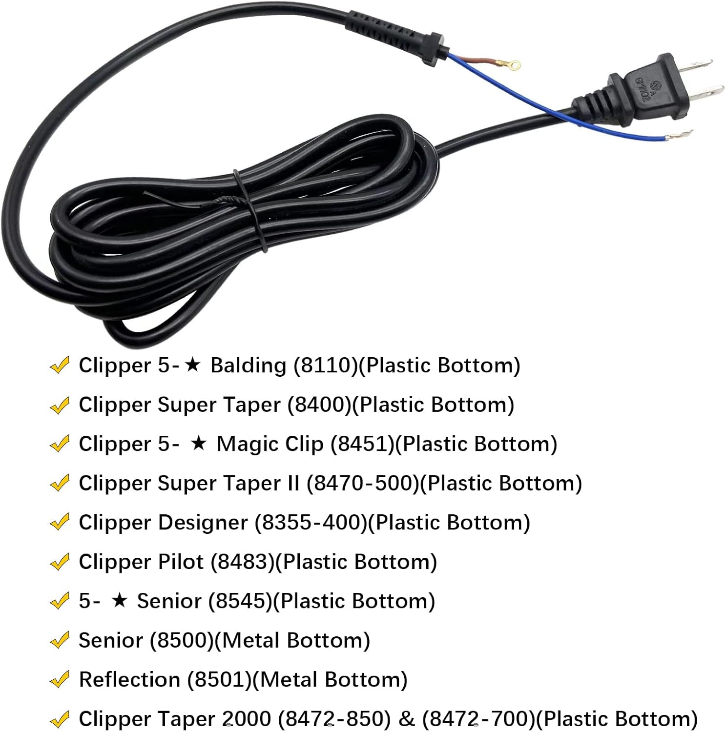 647-500 Clipper Cord Replacement WAHL Fits Senior, 5Star Senior, Designer, Super Taper, Sterling, Magic Clip, Balding, Icon, Legend,Taper 200, Pro Basic and Pilot Clippers 00647-500 Hair clipper cable