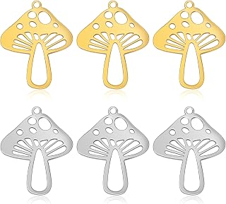 10pcs Stainless Steel Small Mushroom Charms Cute Mushroom Shape Dangle Pendants Craft Supplies for DIY Bracelet Necklace Keychains Jewelry Making Findings, 2 Colors