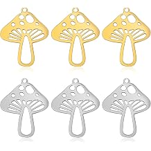10pcs Stainless Steel Small Mushroom Charms Cute Mushroom Shape Dangle Pendants Craft Supplies for DIY Bracelet Necklace Keychains Jewelry Making Findings, 2 Colors
