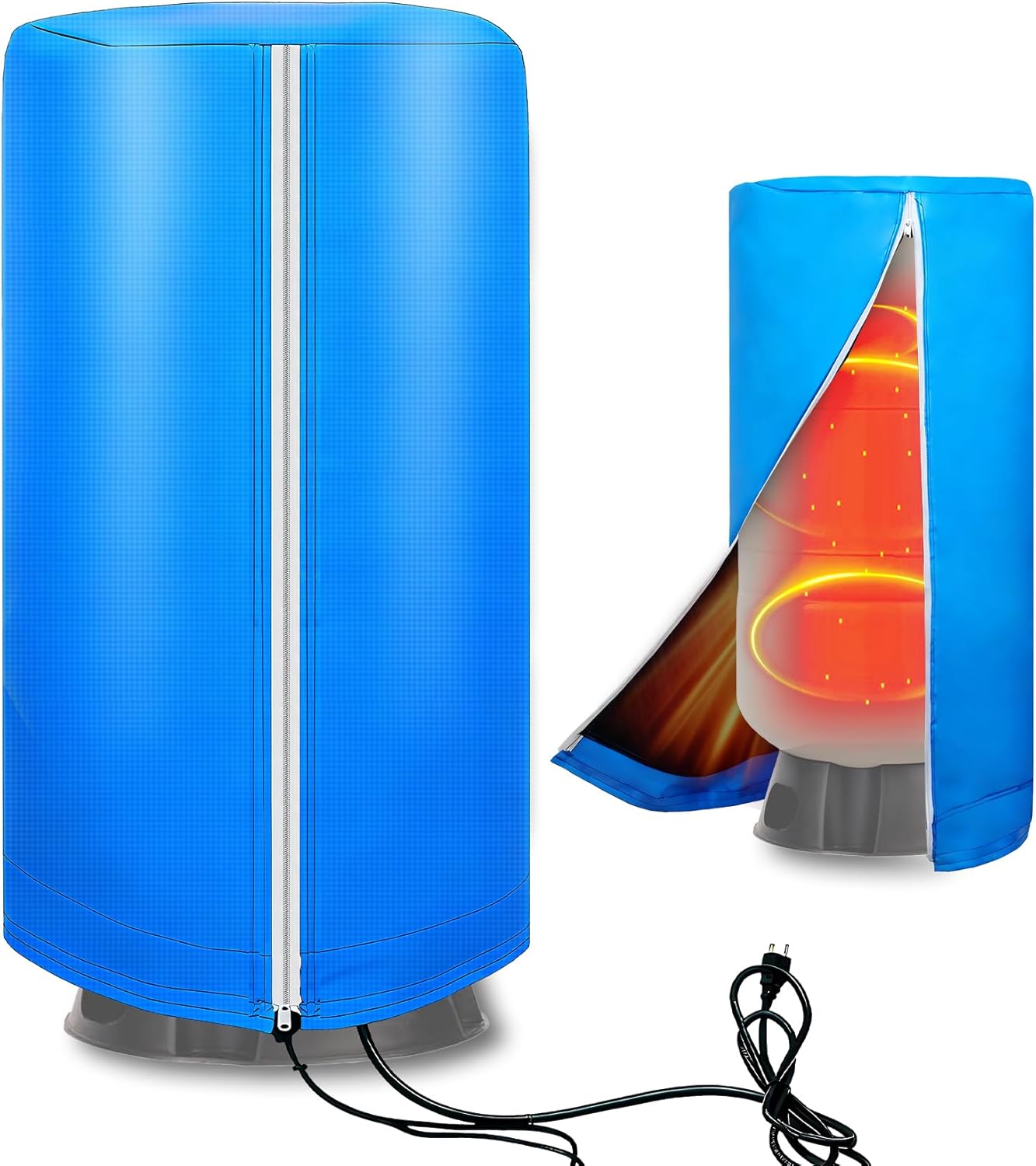 39 * 16 Inch Well Pressure Tank Heater Cover, Blue Insulated Well Pump Blanket for Cold Weather, Waterproof & UV Resistant Insulation Cover for Water Pressure Tank, Anti-Freeze, Easy Installation