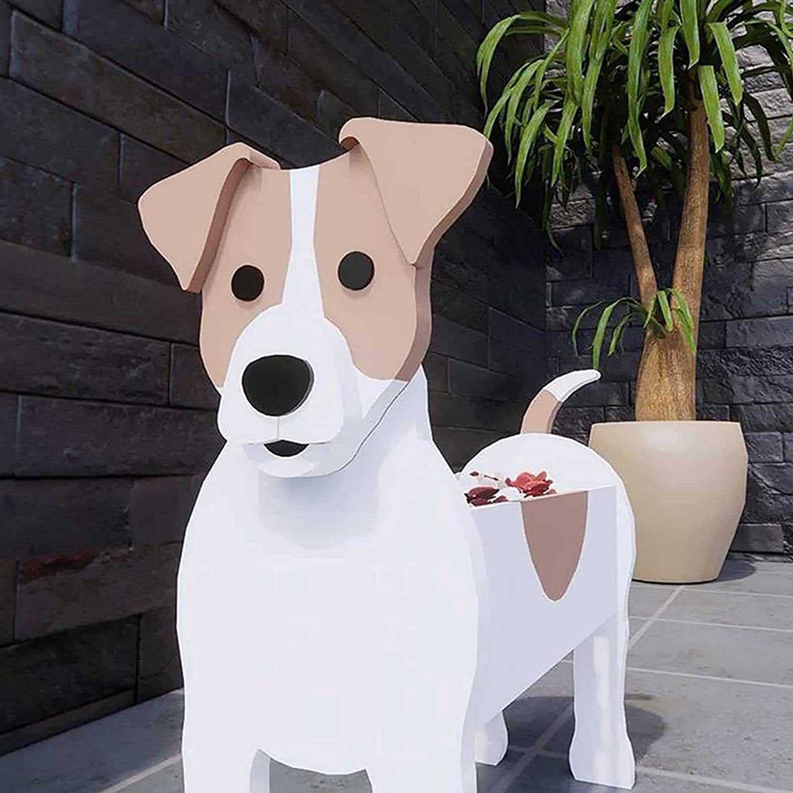 Vaso A Forma Di Cane Pastore Svizzero In PVC - Fioriera Per Piante Grasse E Cactus, Decorazione Da Giardino E Interni, Dimensioni 34x15x24 Cm
