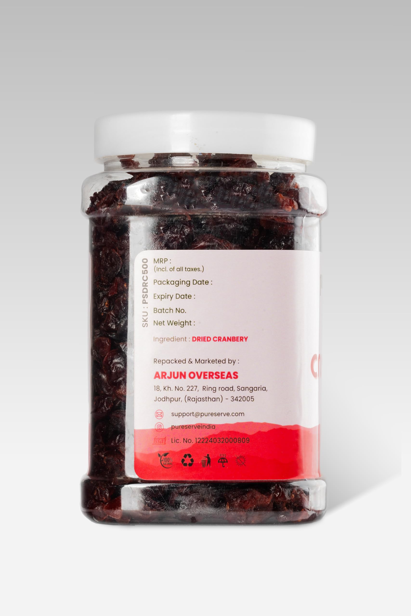 Pureserve Premium Dried Cranberries 1Kg (500g*2) – Naturally Sweet & Tangy | Antioxidant-Rich Superfood | No Added Preservatives | Ideal for Snacking, Baking & Smoothies - Image 3 thumbnail