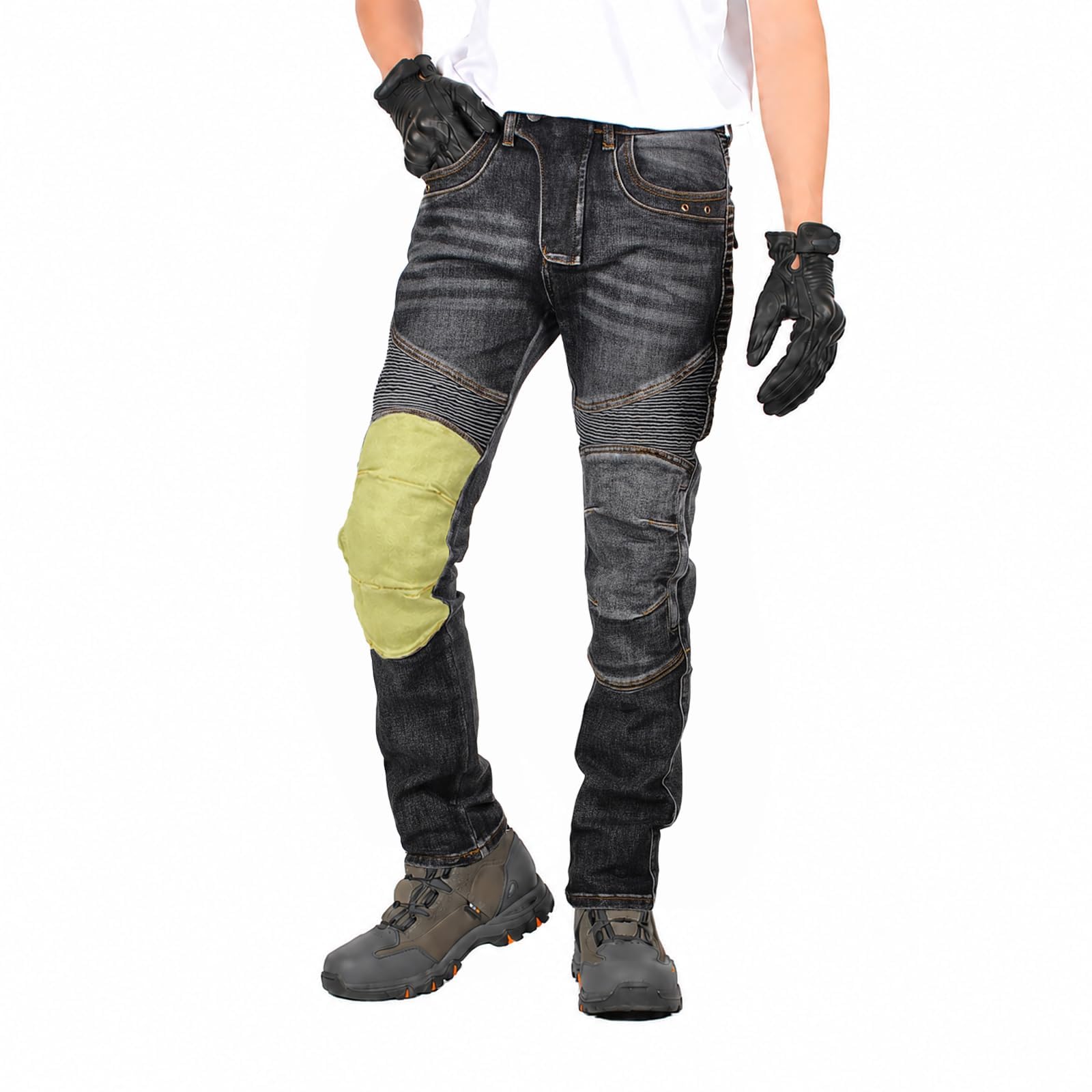 Motorradhose Herren Jeans Stretch, Motorrad Jeans Herren Slim Fit, Cargo Multi-Taschen, Verstärkte Kniezone, Ergonomischer Schnitt, Urban Alltag 4 Jahreszeiten