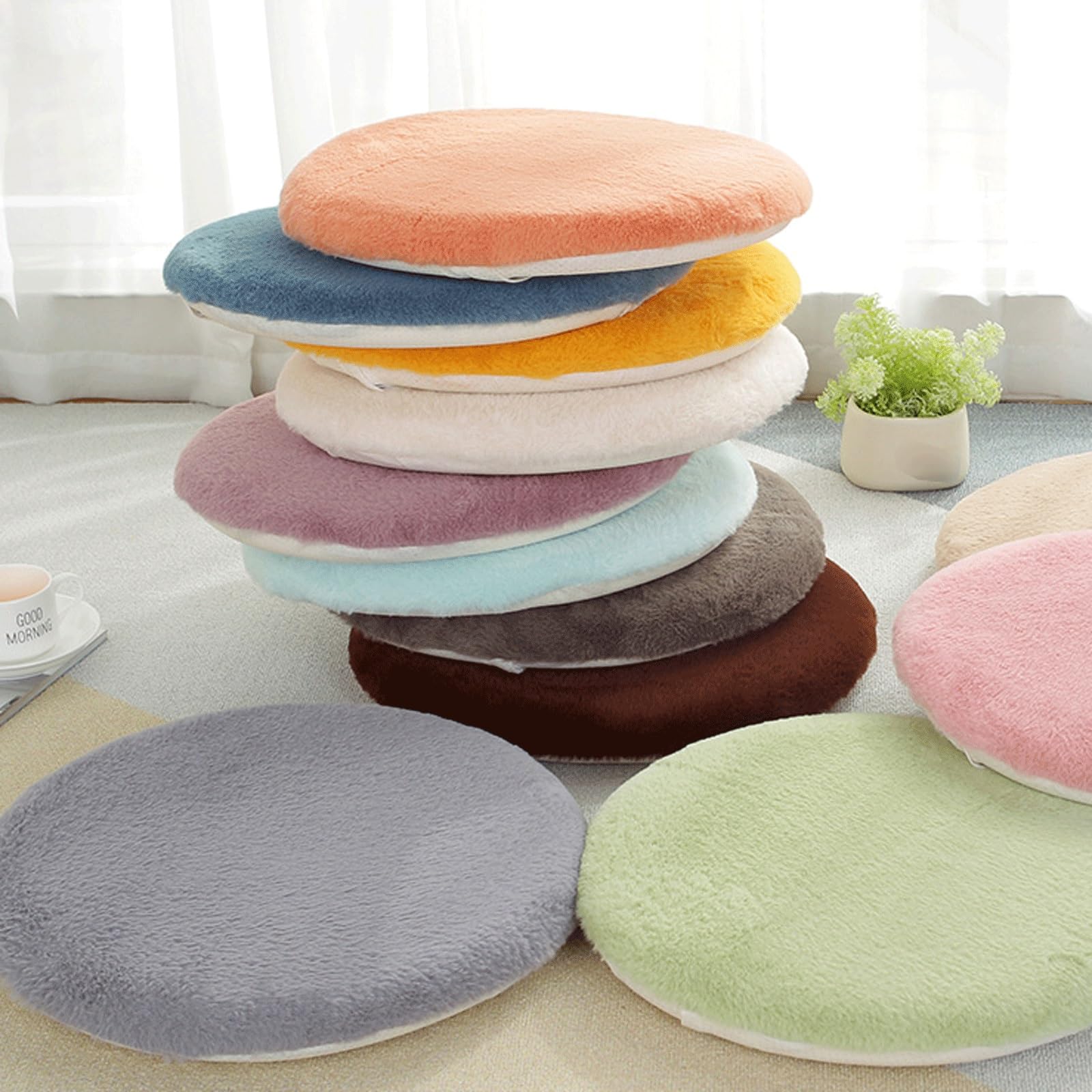 Galette de Chaise Ronde 30/40 /45/50cm Exterieur Intérieur Coussin de Chaise Antidérapants Lot de 1/2/4,Coussin de Siège Rond,pour Terrasse, Cuisine, Bureau(Color2,45cm (4pcs