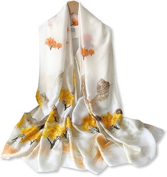 LumiSyne Silk Scarf For Women Colorful Flower Butterfly Pattern Large Long Scarf Warm Shawl Stole Sunscreen Hijab Beach Wrap