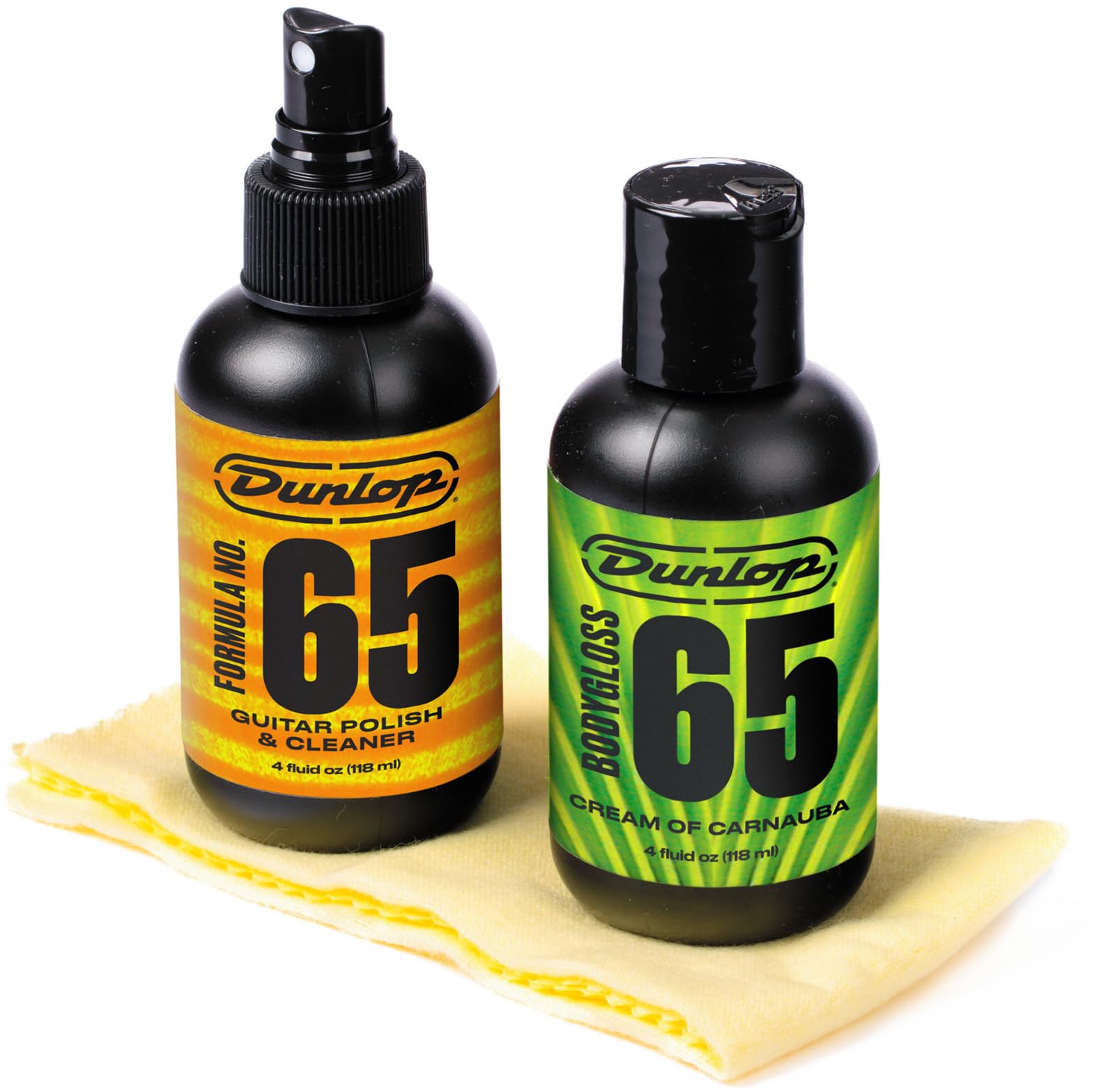 JIM DUNLOP - 6501 System 65 Guitar Polish Kit, per Pulizia Corpo Chitarra Elettrica e Acustica, Include 2 Prodotti Formula65 e 2 Panni in Microfibra