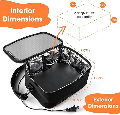 Miniatura 4 de Horno portátil, calentador de alimentos de temperatura ajustable, lonchera eléctrica con enchufe de pared, mini caja térmica personal para cocinar y