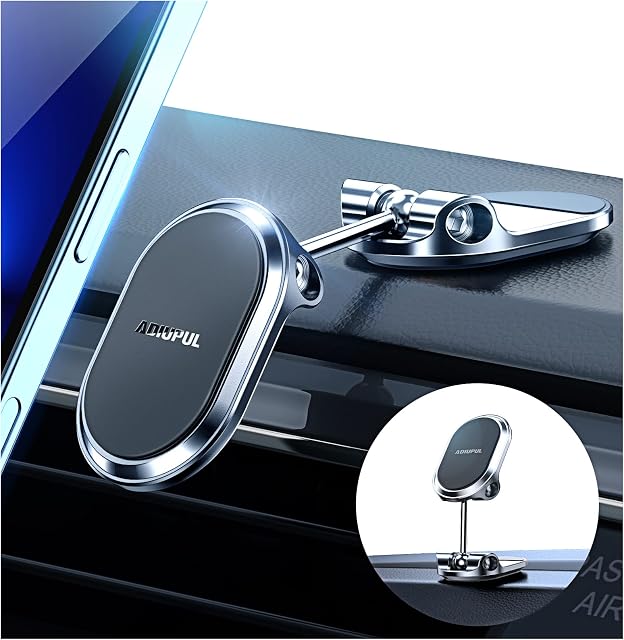 Magnetic Phone Holder for Car Metal Upgrade 6X Magnets Phone Mount Double 360° Rotation Super Sticker Phone Holder Car Mount Easy Install Suitable for Dashboard Screens Compatible with All Phone black