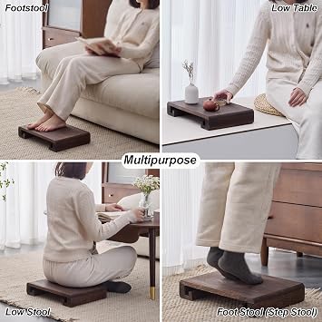 Japanese Floor Table Solid Wood, Low Table for Sitting on the Floor, Surface Charring Process, Multipurpose, Stable Load-Bearing