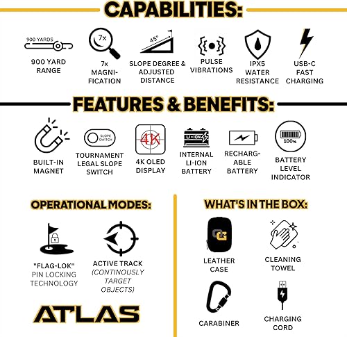Miniatura 6 de OMADA GOLF Telémetro Atlas con pendiente  Buscador de golf recargable  Imán integrado y telémetro de golf resistente al agua