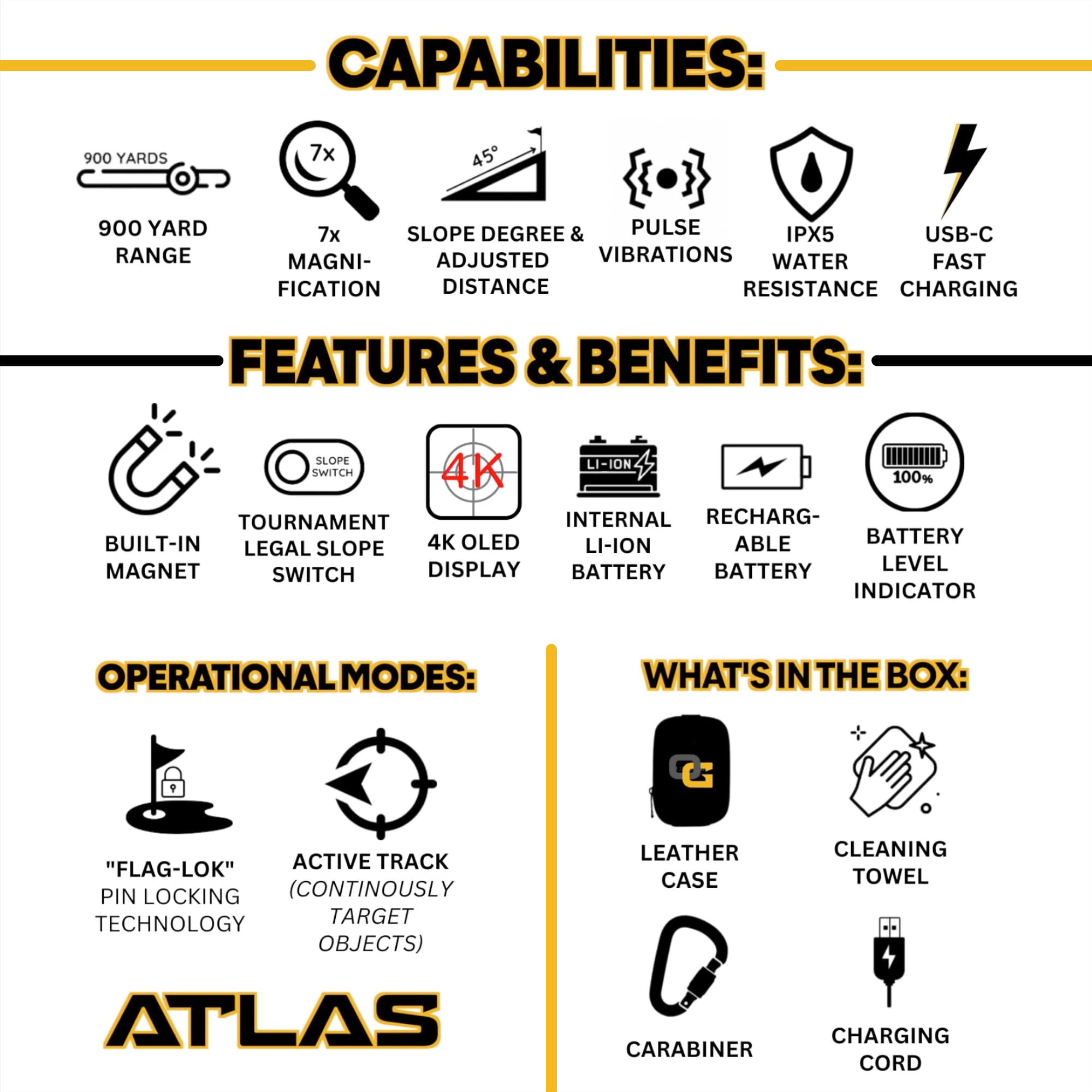 Amazon.co.jp: OMADA GOLF Atlas 距離計 スロープ付き 充電式ゴルフ