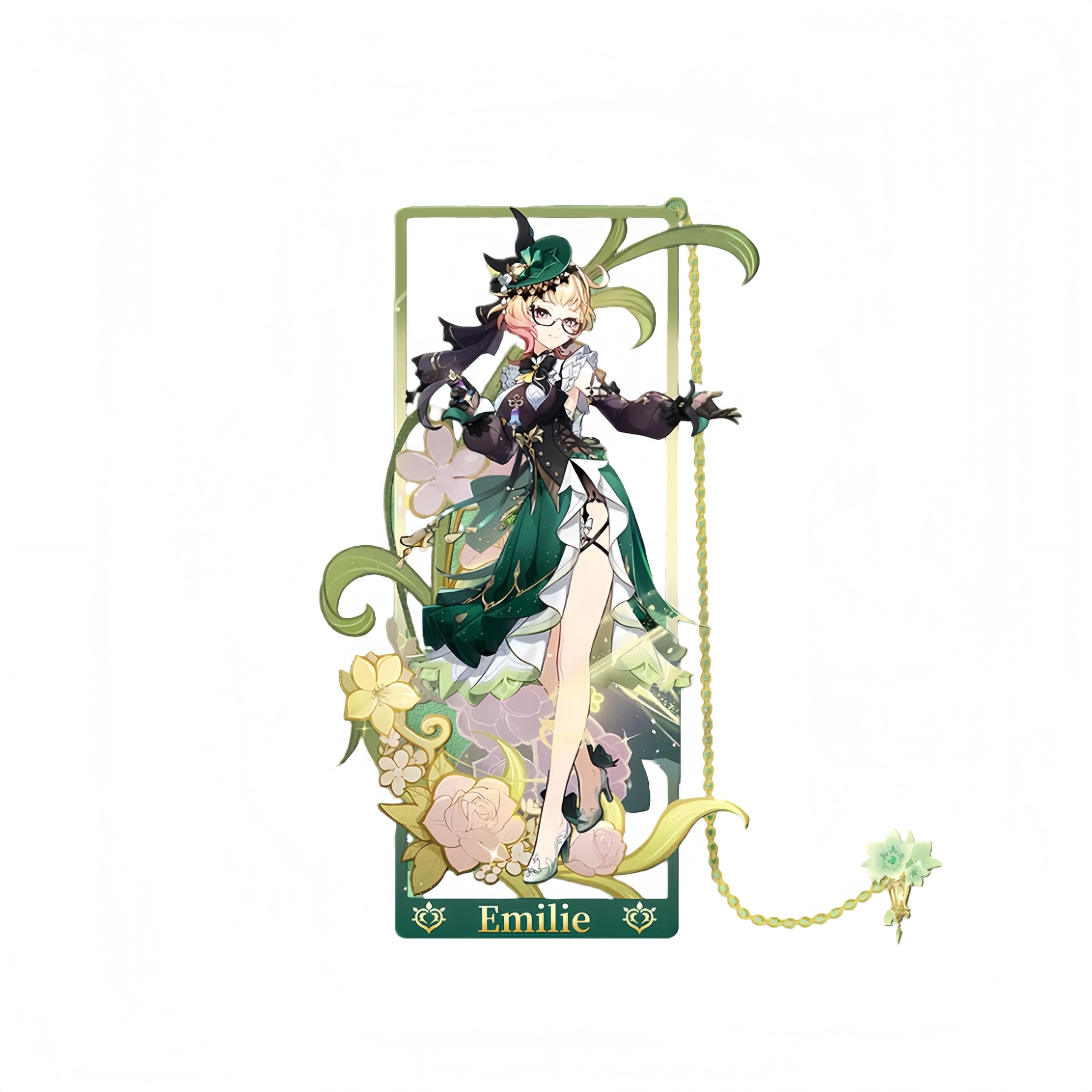 1PC Genshin Impact Natlan Characters Metal Bookmark Game Bookmark with Chain for Game Fans (Emilie) โ image 1
