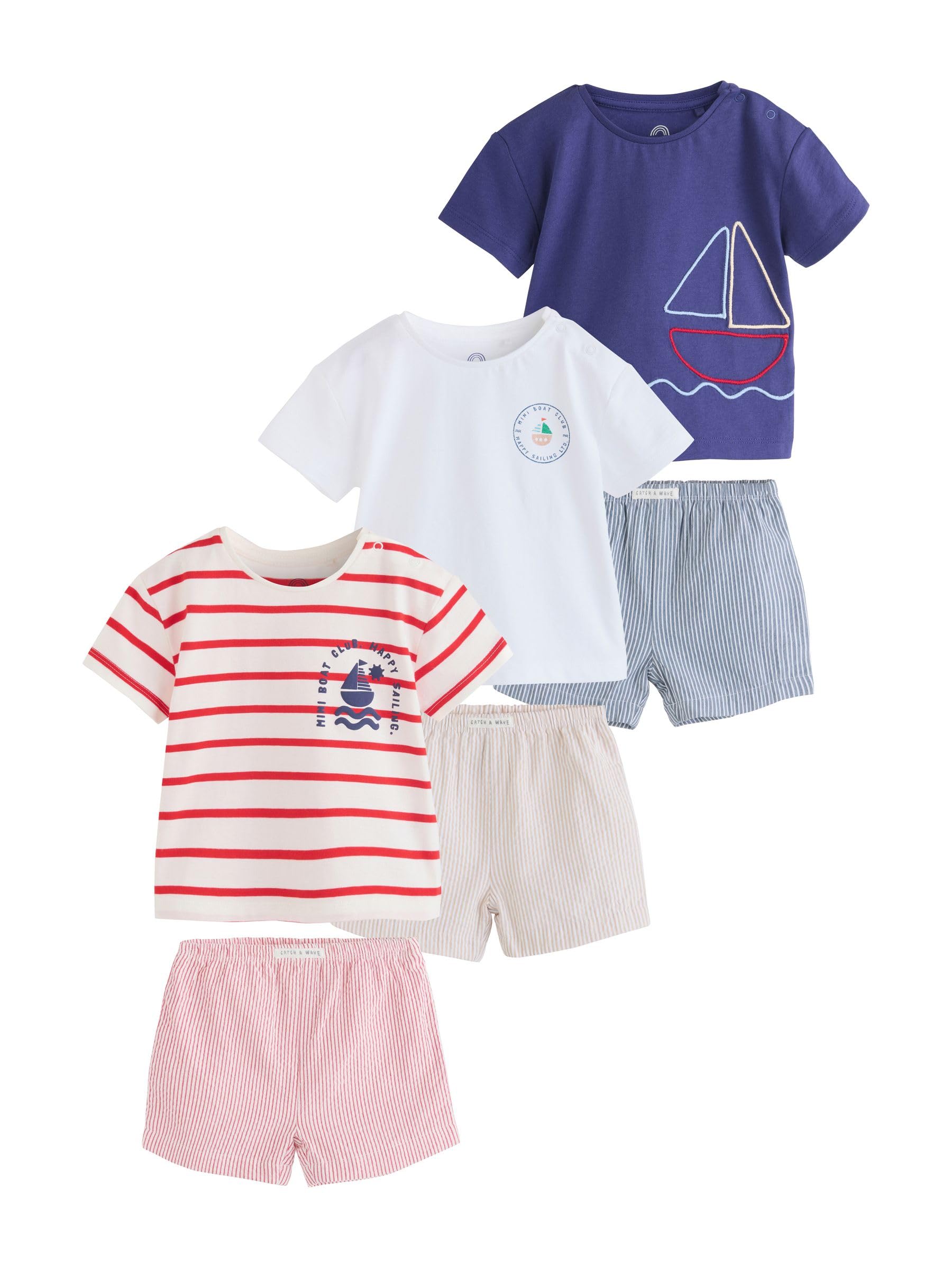 NEXT Baby Jungen Oberteil und Shorts, 6-teiliges Baby-Set