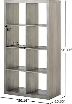 Better Homes and Gardens 8 Cube Storage Organizer, Multiple Colors Rustic Grey