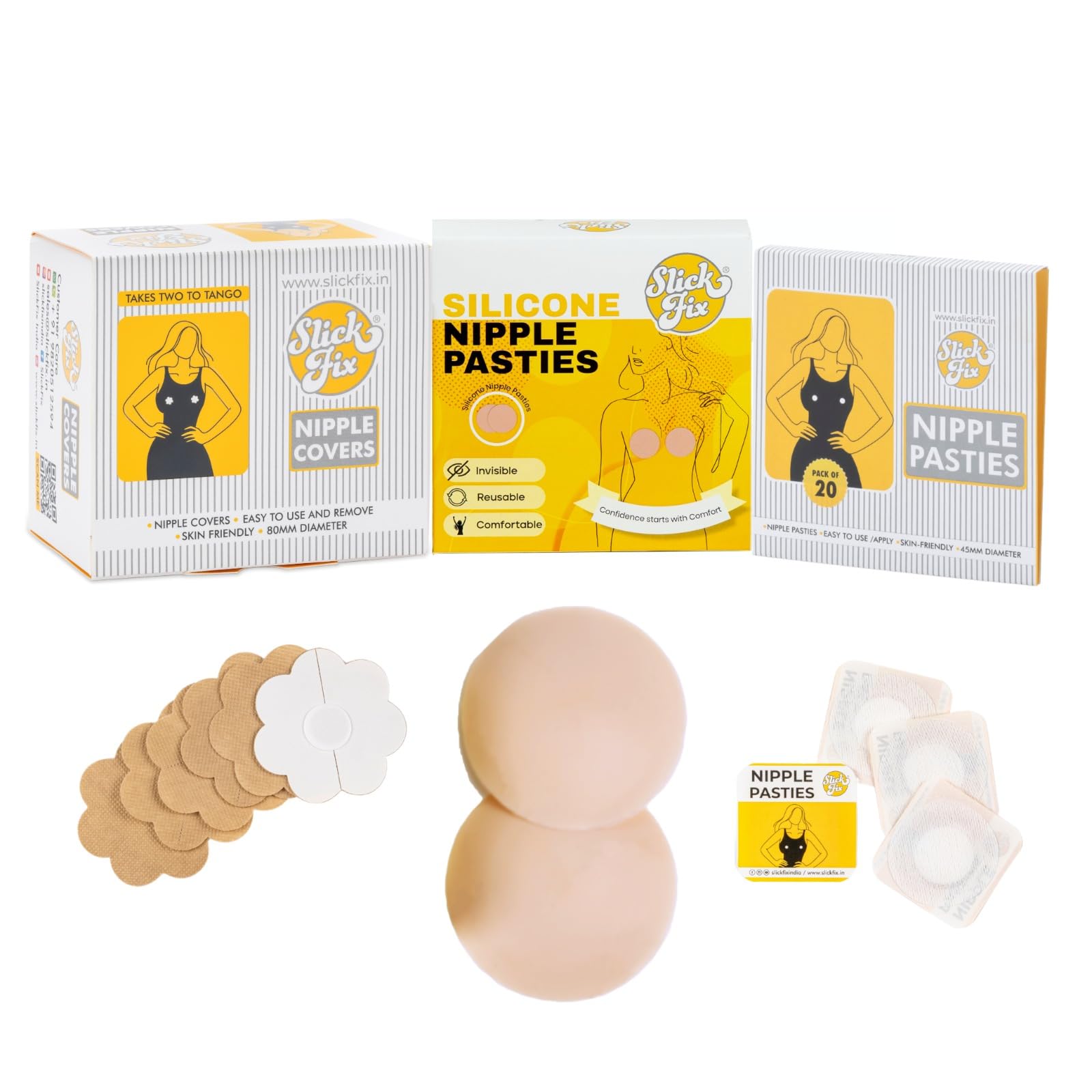 3-in-1 Nipple Cover Set – Skin Tone Nipple Covers, Disposable Nipple Pasties & Reusable Silicone Nipple Pasties for Seamless Coverage Nude-image-12