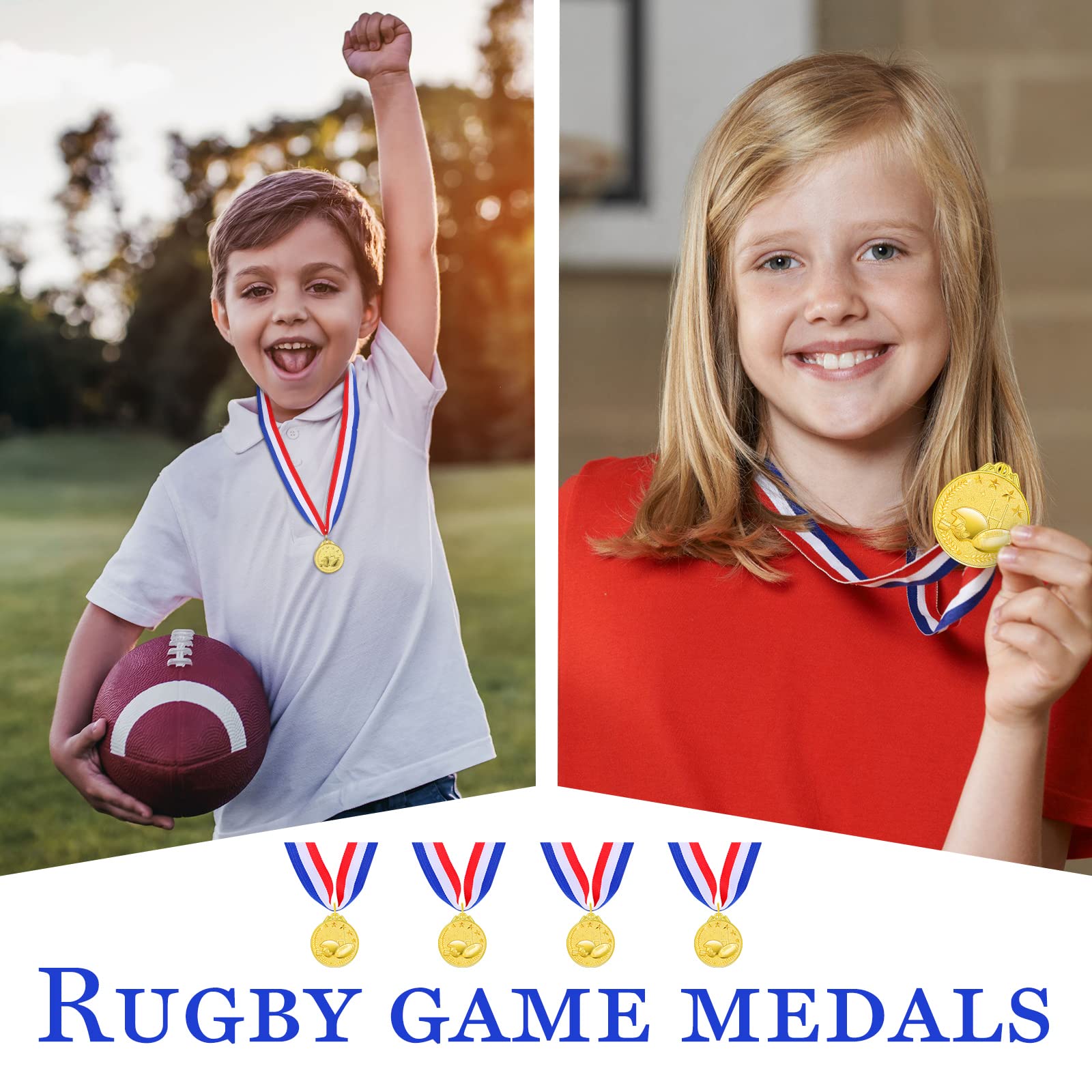 Sherr 24 medallas de fútbol para premios, medallas de metal dorado con cinta para el cuello, trofeo de fútbol para niños, regalos de fiesta de fútbol, premios para niños y adultos, juego de fútbol