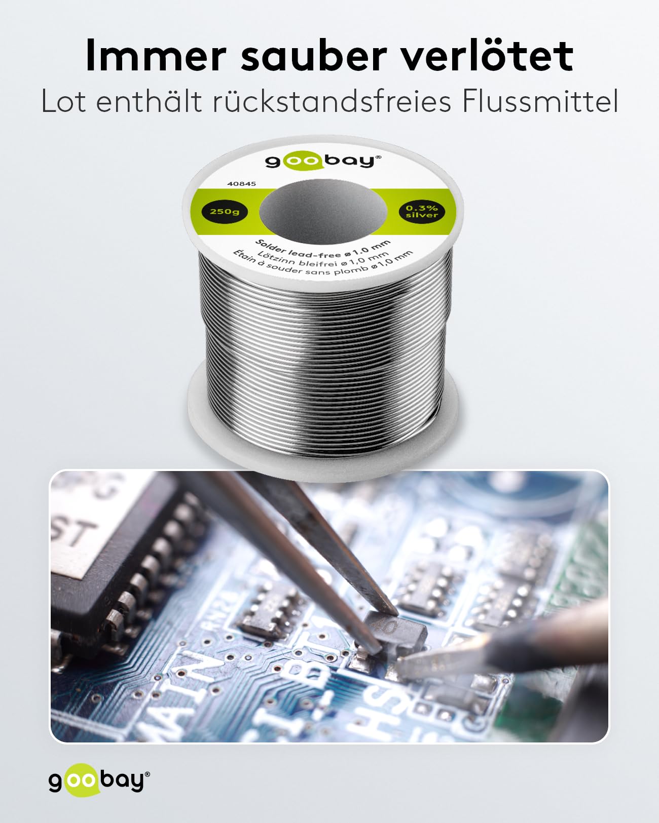 Goobay professioneel loodvrij soldeer, ø 1,0 mm, 250 g - samenstelling