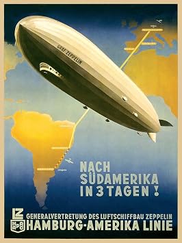 مغناطيس 1930s GRAF Zeppelin Vintage Style German Blimp Travel Magnet Vinyl Magnetic Sheet for Lockers، Cars، Signs، Refrigerator 5"
