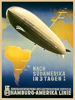Magnet 1930s GRAF Zeppelin Vintage Style German Blimp Travel Magnet Vinyl Magnetic Sheet for Lockers, Cars, Signs, Refrigerator 5"