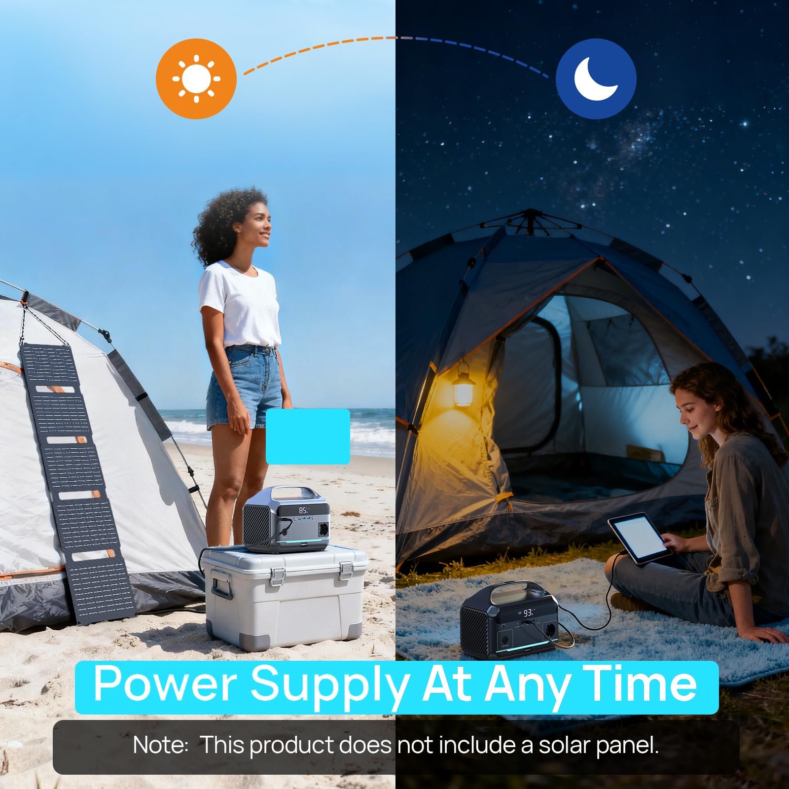 NEO300L - Estación de energía portátil LiFePO4 de 288 Wh, batería solar con 350 W de potencia de salida total, cargador portátil con conexión de CA y carga rápida PD para el hogar, camping, deportes