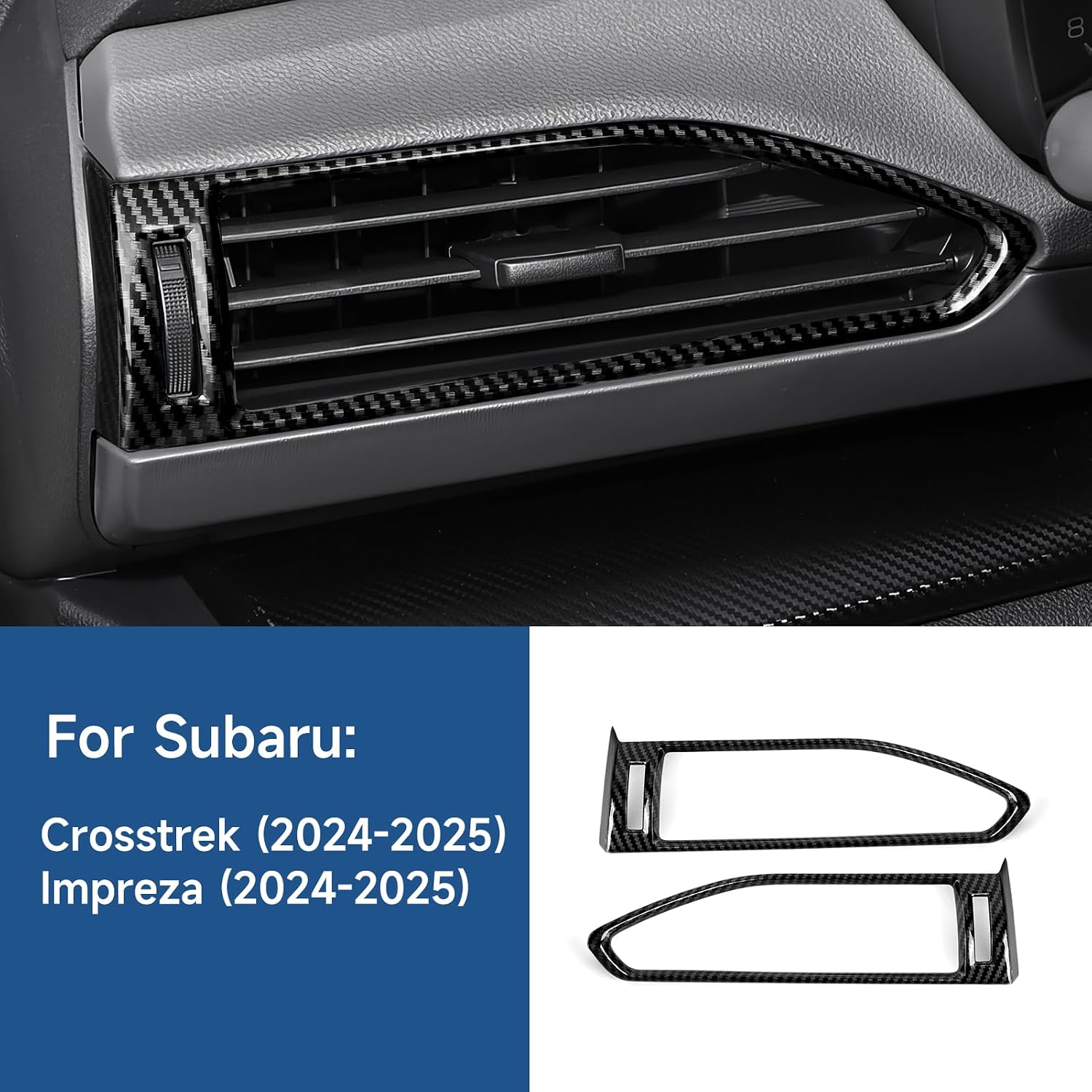 Youtaiche Car Center Console Air Condition Side Vent Outlet ABS Carbon Fiber Decal Interior Trim Cover Accessories for Subaru Crosstrek/Impreza 2024 2025