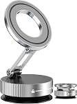 Vacuum Magnetic Phone Holder for Car,Full Metal Body,Vacuum Suction Phone Mount,Magnetic Car Mount for iPhone, Folding Holder for iPhone and Android (Black) | Full Metal,Vacuum Suction,Folding Holder,360 Rotation for iPhone and Android