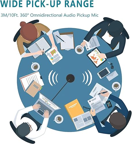 Miniatura 6 de Micrófono de conferencia USB mejorado para computadora, micrófono de condensador omnidireccional de 360° con llave de silencio, ideal para