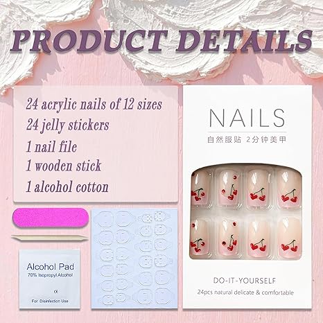 Cute Cherry Nails ✨ Press-on Manicure