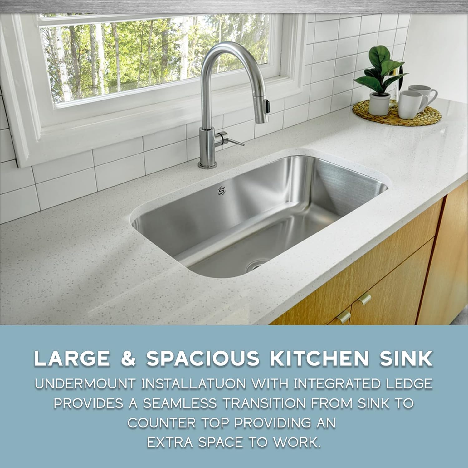 Strictly Sinks 32" Undermount Kitchen Sink–Stain Resistant Single Bowl Kitchen Sink - Undermount Sink with Sound Dampening Rubber Pads-Sink Only