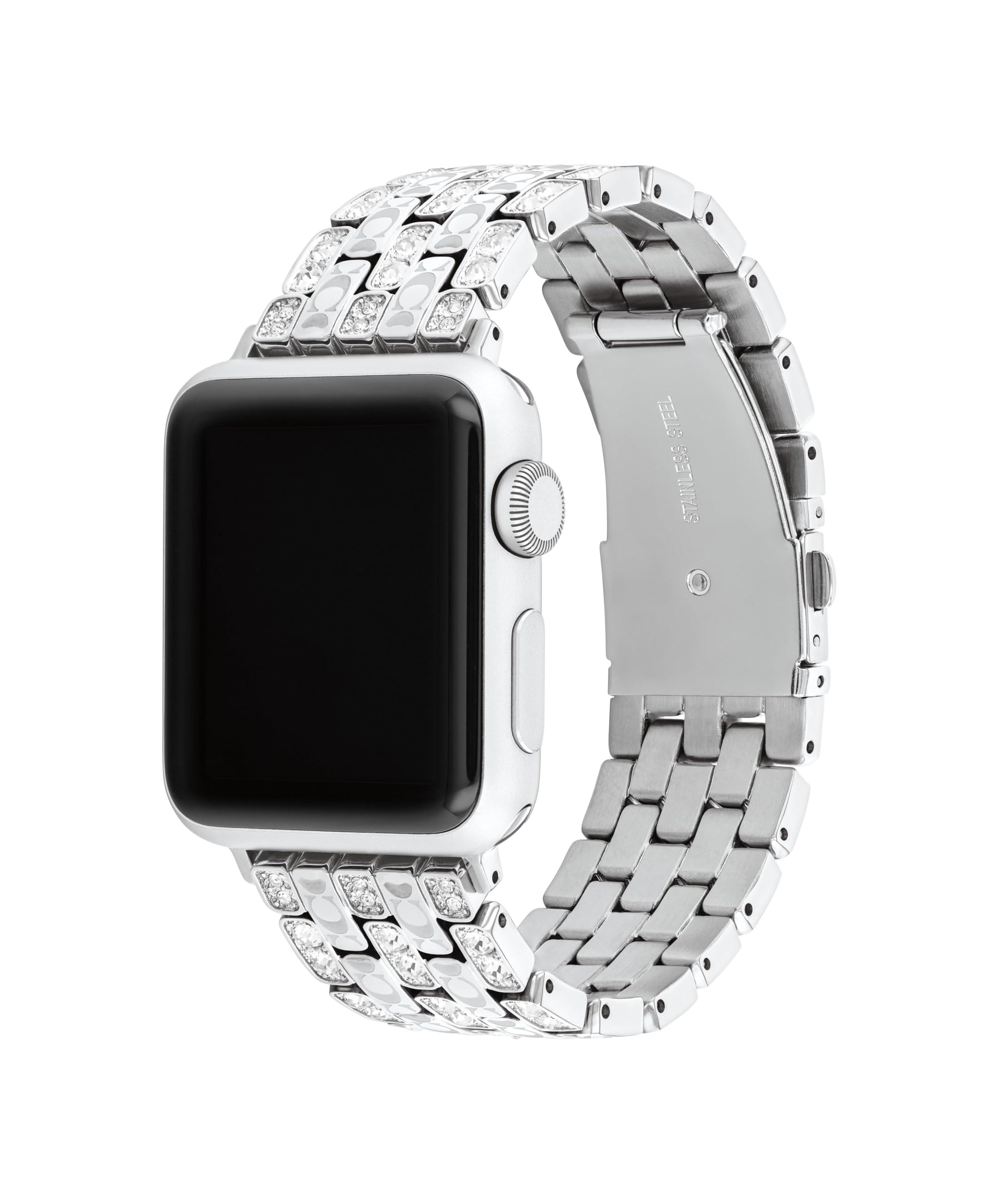 Photo 1 of Coach Apple Watch Strap, 38/40/41mm, Stainless Steel, Crystal