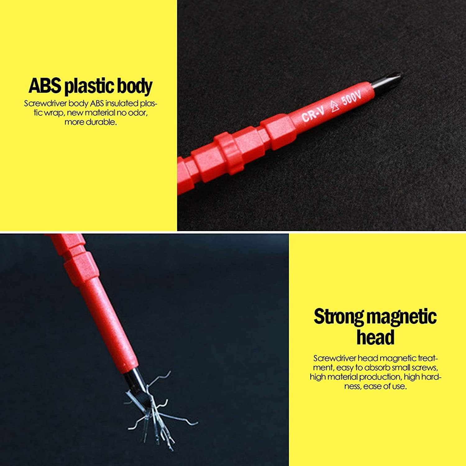8Pc Insulated Screwdriver Set 500V Magnetic Tips Slotted Phillips Torx for Electrical Repairs DIY
