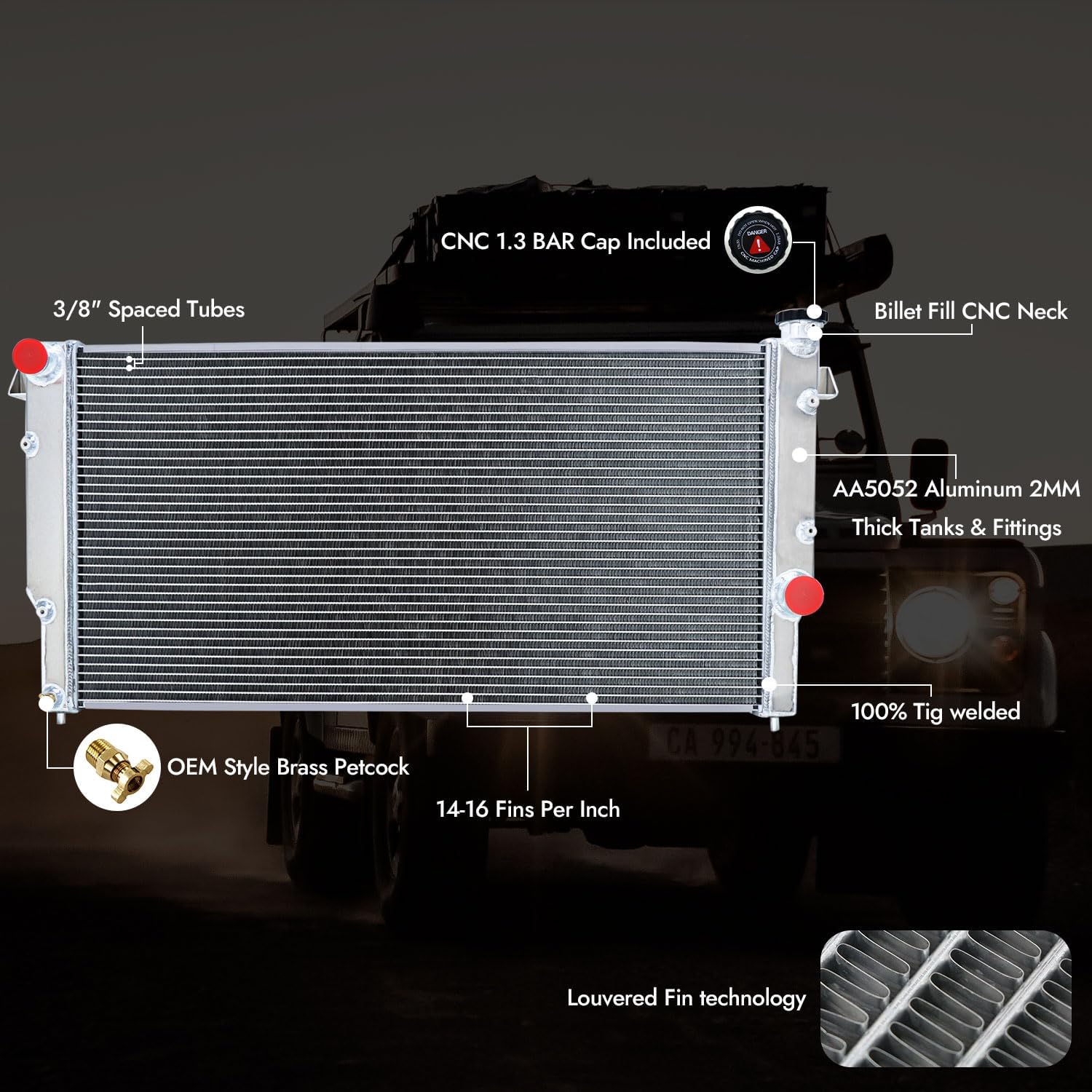 3 Row Aluminum Radiator For 1994-2002 Dodge Ram 2500/Ram 3500 5.9L l6 V8