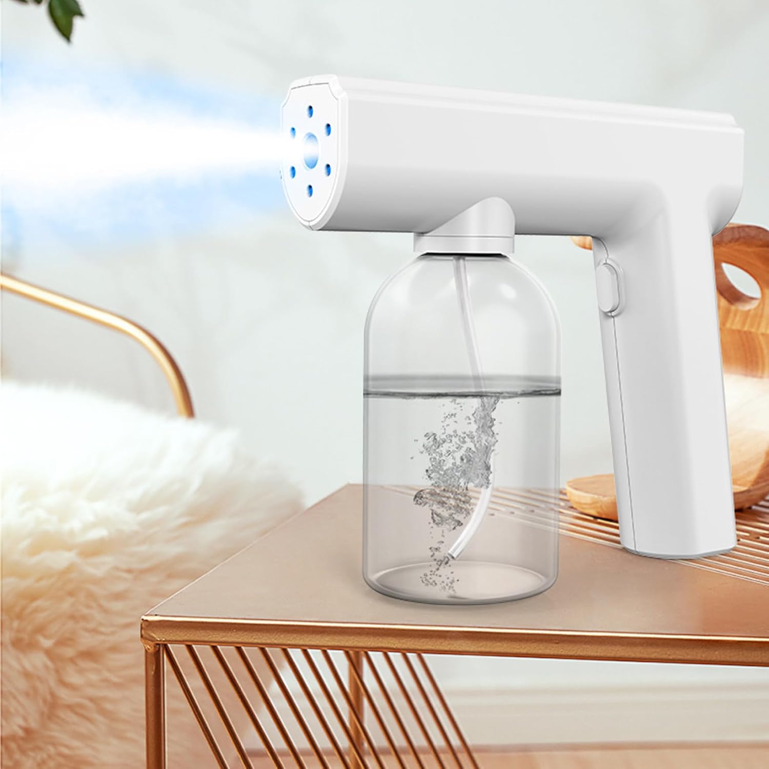 Atomizer Sprayer with Blue Light, 300ml Handheld Disinfecting Fogger, Portable Fogger Machine, Rechargeable Electrostatic Sprayer for Kitchen, Bathroom image 4