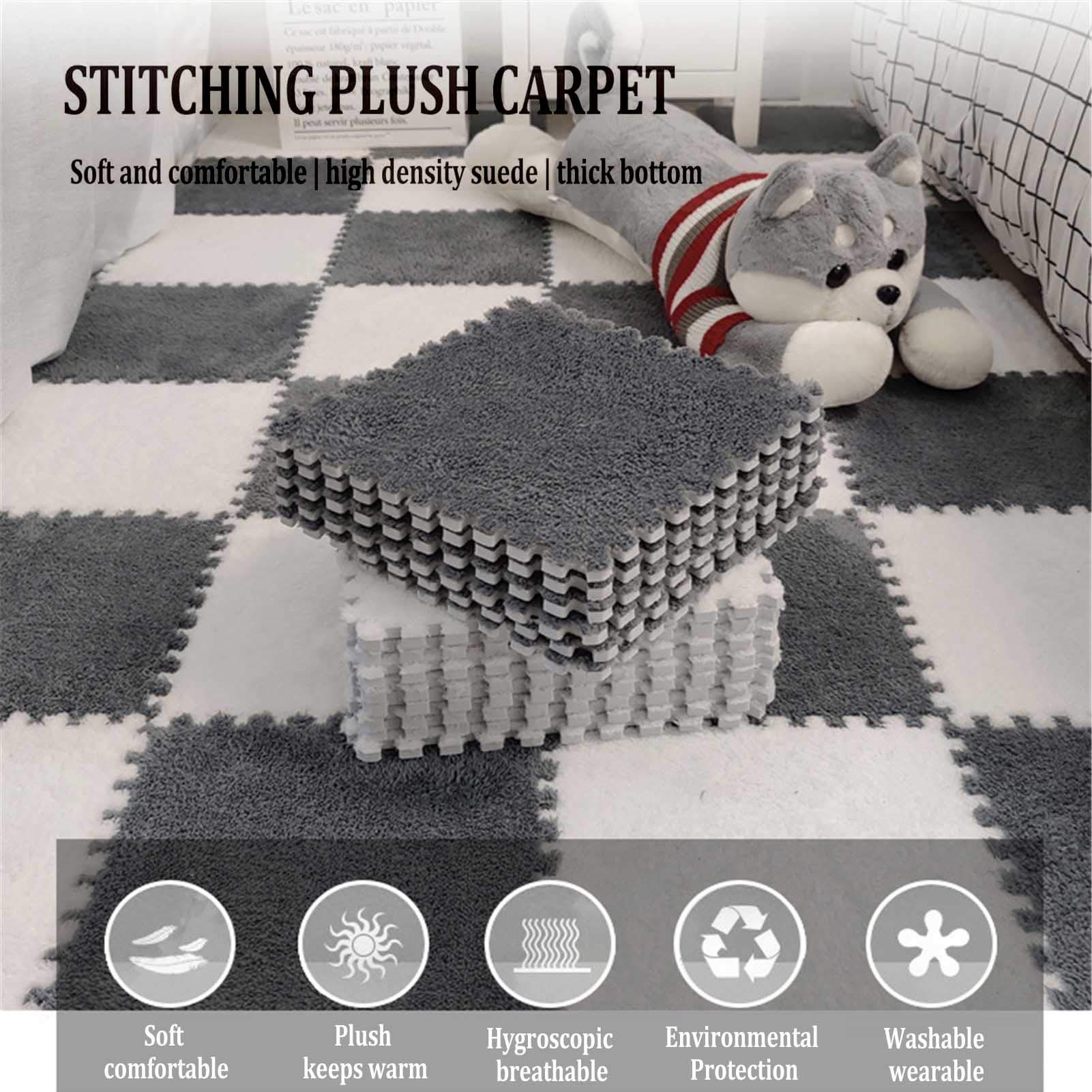 Tappetini Puzzle in Schiuma Eva da 10 Pezzi, Tappetino Puzzle da Gioco per Bambini Adatto per Area Giochi per Bambini Soggiorno Camera da Letto Palestra - Decorazione Domestica,Bianca,10