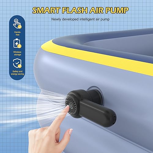 Miniatura 6 de Piscina inflable, piscina infantil con aro de baloncesto, 63 x 33 x 20 pulgadas, piscina familiar de tamaño completo para niños y adultos, piscina