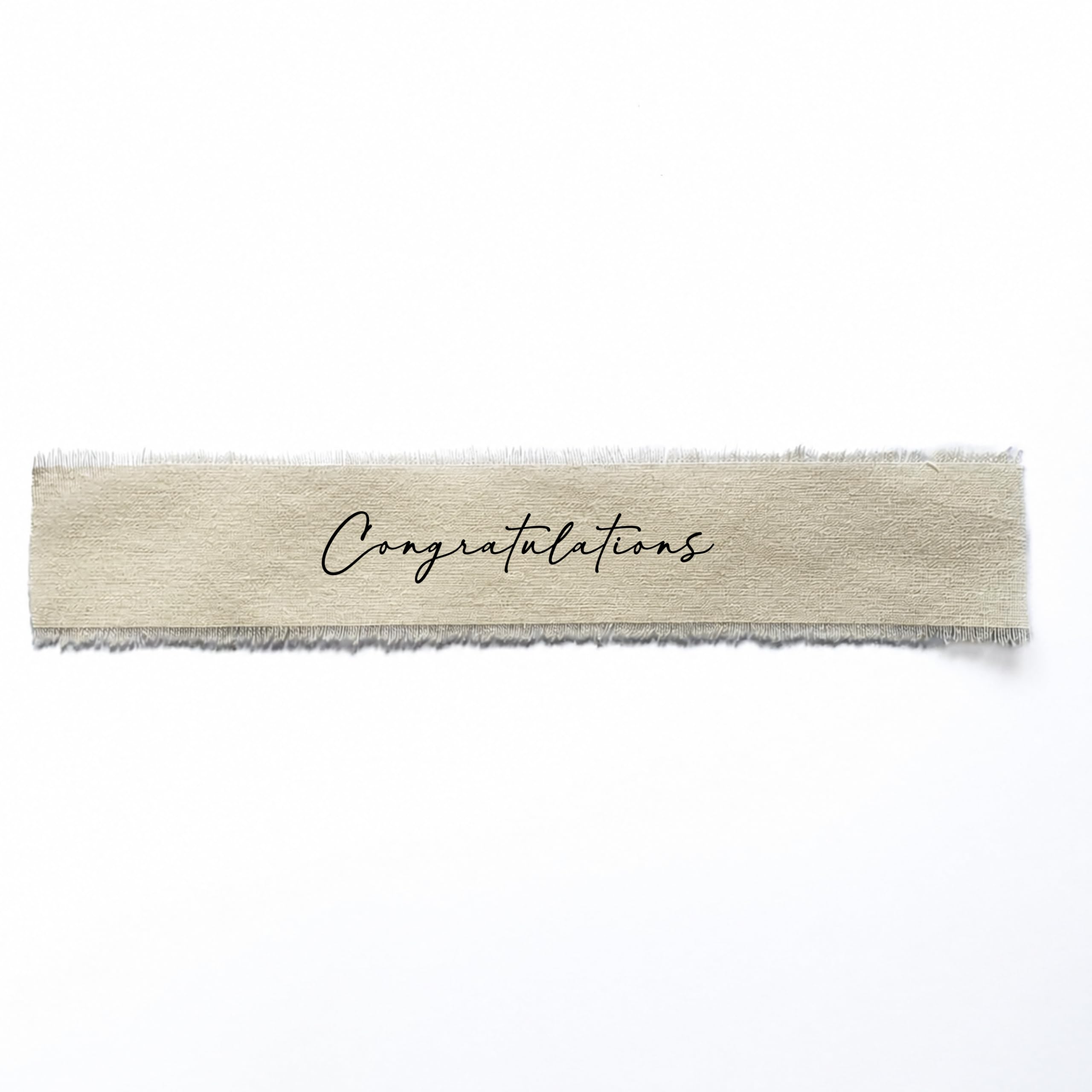 'Congratulations' 20cm Fabric Ribbon | Off-White/Cream | 20cm Cake Topper Ribbon