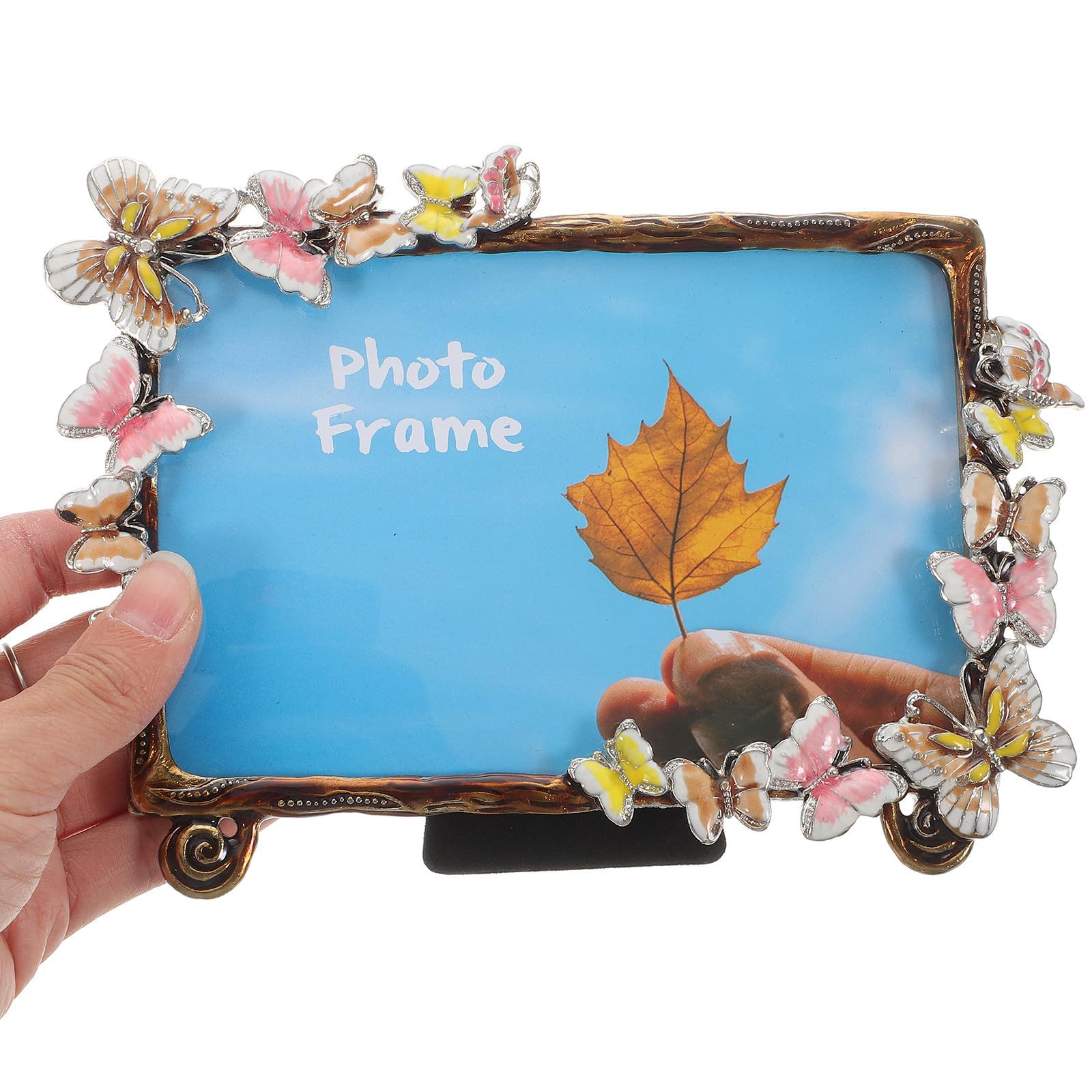 Zerodeko Zinklegierung Bilderrahmen zur Präsentation von Pflanzenexemplaren und Getrockneten Blättern mit Schmetterlingsmotiv im Retro Stil Geeignet für Wohn und Zufälliger Zufälliger Stil