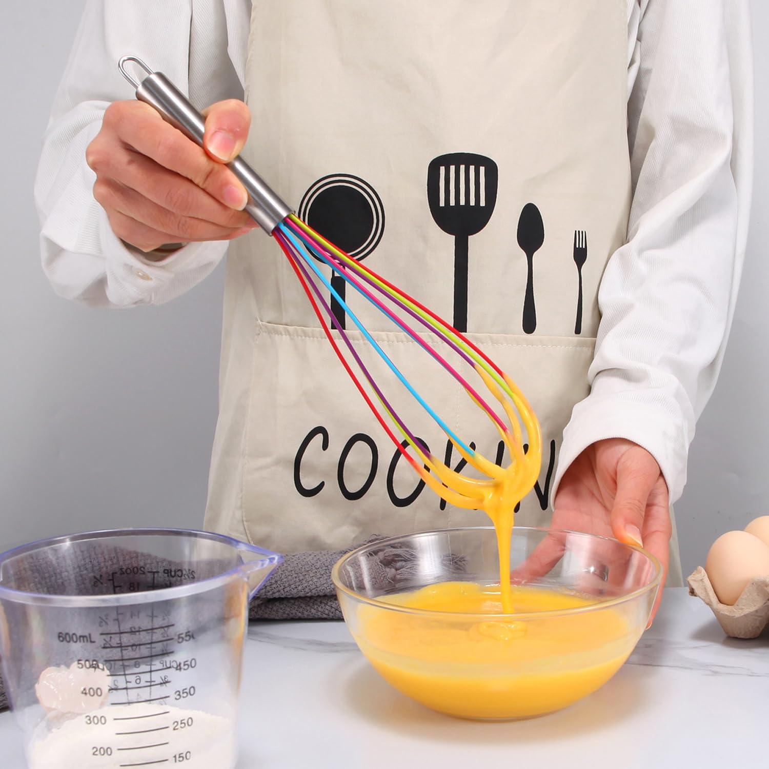 Set Di 3 Fruste In Silicone Per Cucina - Acciaio Inox E Silicone Alimentare - Colorate, Antiaderenti, Resistenti Al Calore (fino A 232°C)