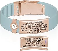 Vista 81 de Divoti Pulsera de identificación de alerta médica grabada personalizada, grabado láser de doble cara, pulsera de silicona, cierre de seguridad