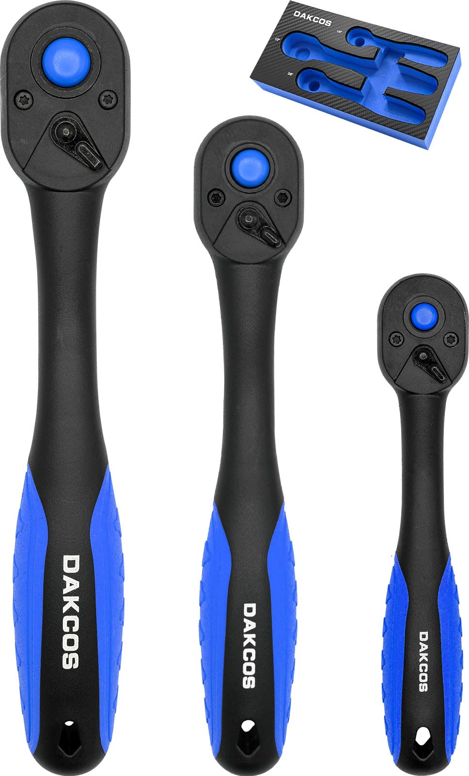 Socket Wrench Set 1/4" 3/8" 1/2" Drive Ratchet with Quick Release Composite Offset Handle Reversible Spanner 72 Teeth