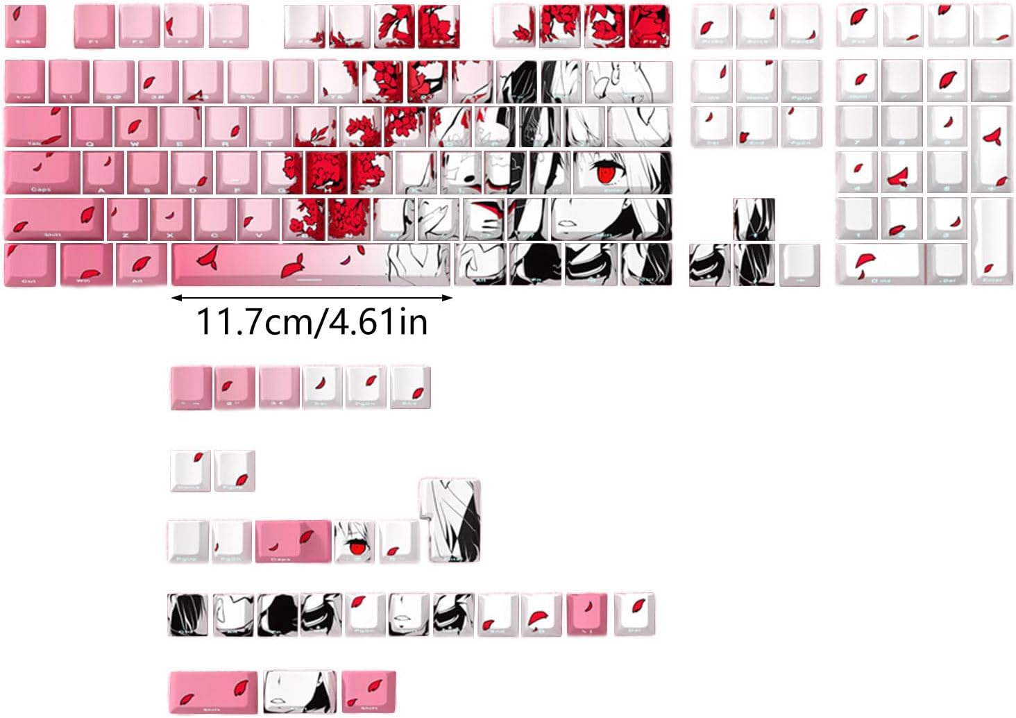 136Keys Side Print Translucent Keycaps, Anime Girl Theme