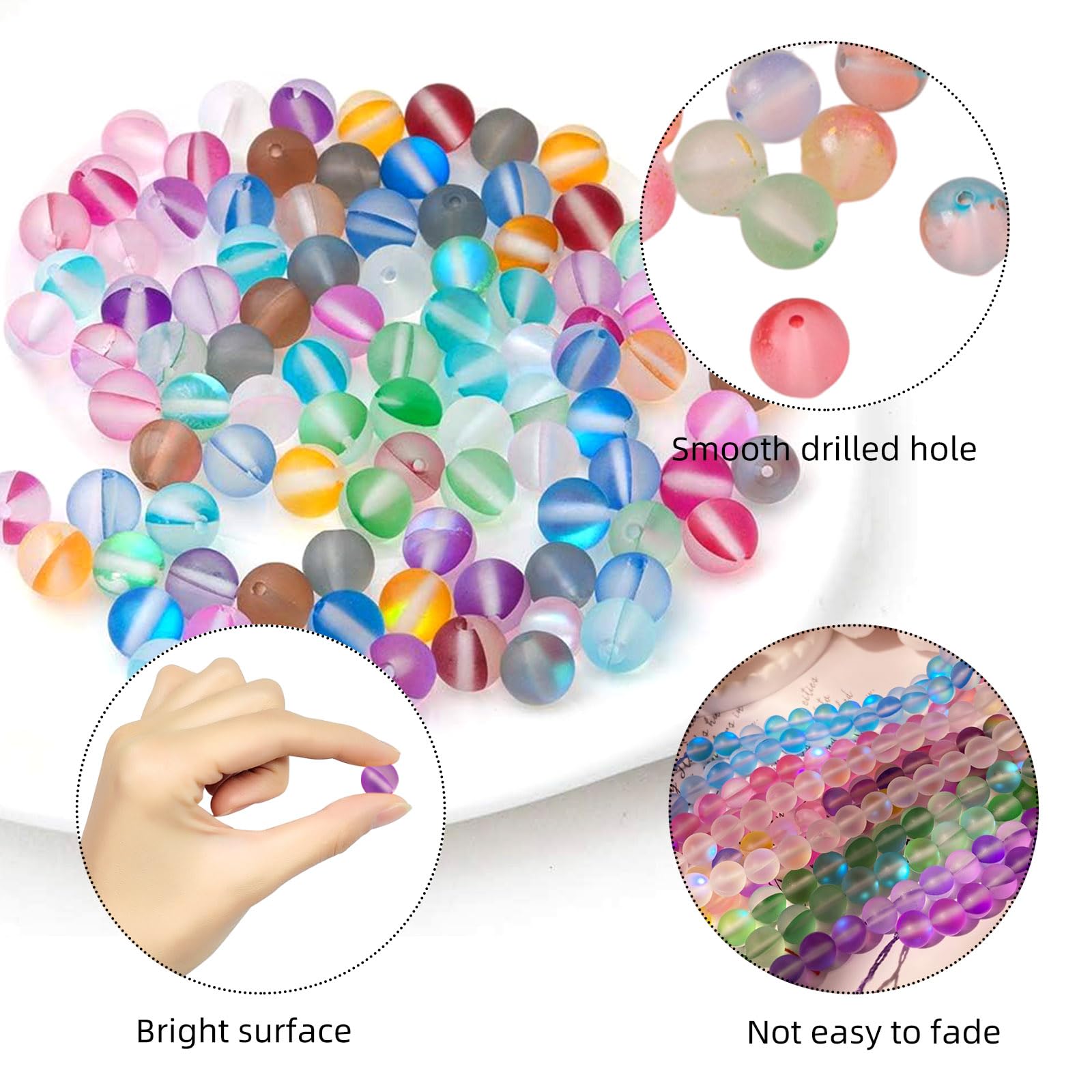 EULAPGOE 110 Pcs Crystal Glass Beads, Glass Beads for Threading Jewellery Beads, 8 mm Round Jewellery Beads - Image 4
