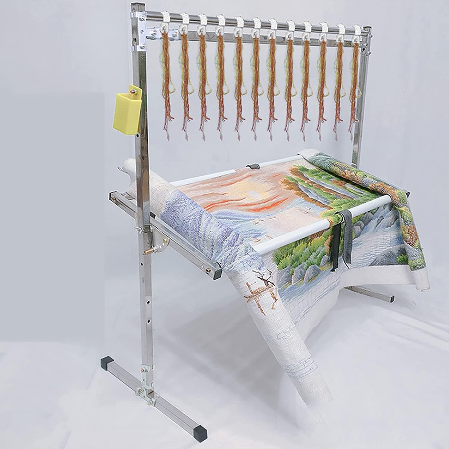 Este Soporte de Mesa Ajustable para Bordado, Soporte de Acero Inoxidable para Aros de Punto de Cruz, Costura, tapicería y Acolchado, Accesorios versátiles para Manualidades y Arte en el Regazo
