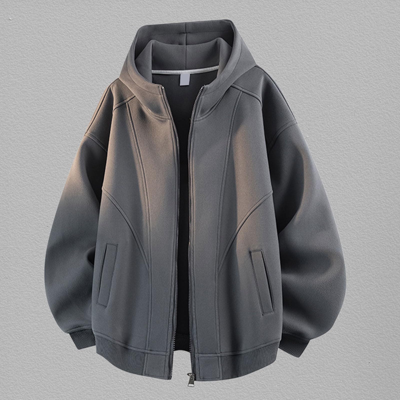Sudadera deportiva de invierno con capucha y forro polar térmico para hombre, con cremallera completa, para gimnasio, entrenamiento, ropa de calle