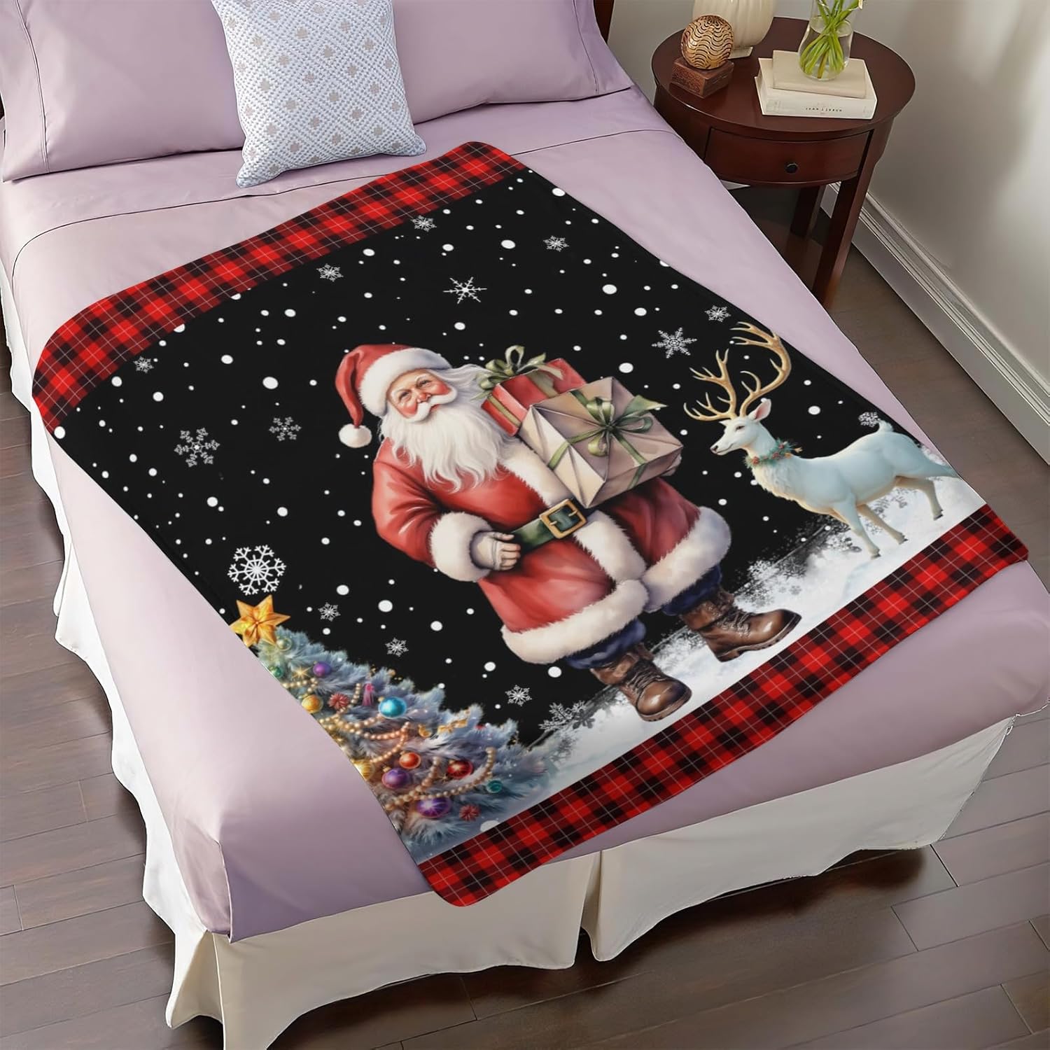 Santa Claus Christmas Blanket, Cozy Flannel Blankets Party, Sofa, Bed, Living Room, 40" x 50"