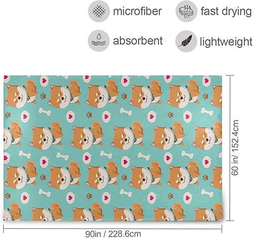 Miniatura 3 de Kawaii Pattern Dogs Shiba Plush Blanket Microfiber Flannel All Season Use Throw Blanket 60x90 Inches for Home Decor Living Room Living Room Travel