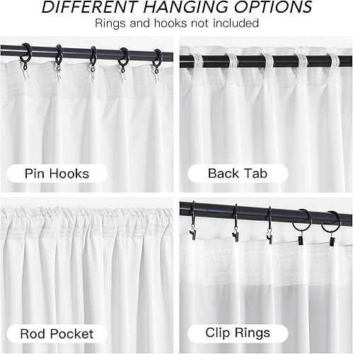 Miniatura 3 de RYB HOME Cortinas de terciopelo blanco puro de 90 pulgadas para dormitorio, cortinas verticales reductoras de luz de lujo, decoración simple del